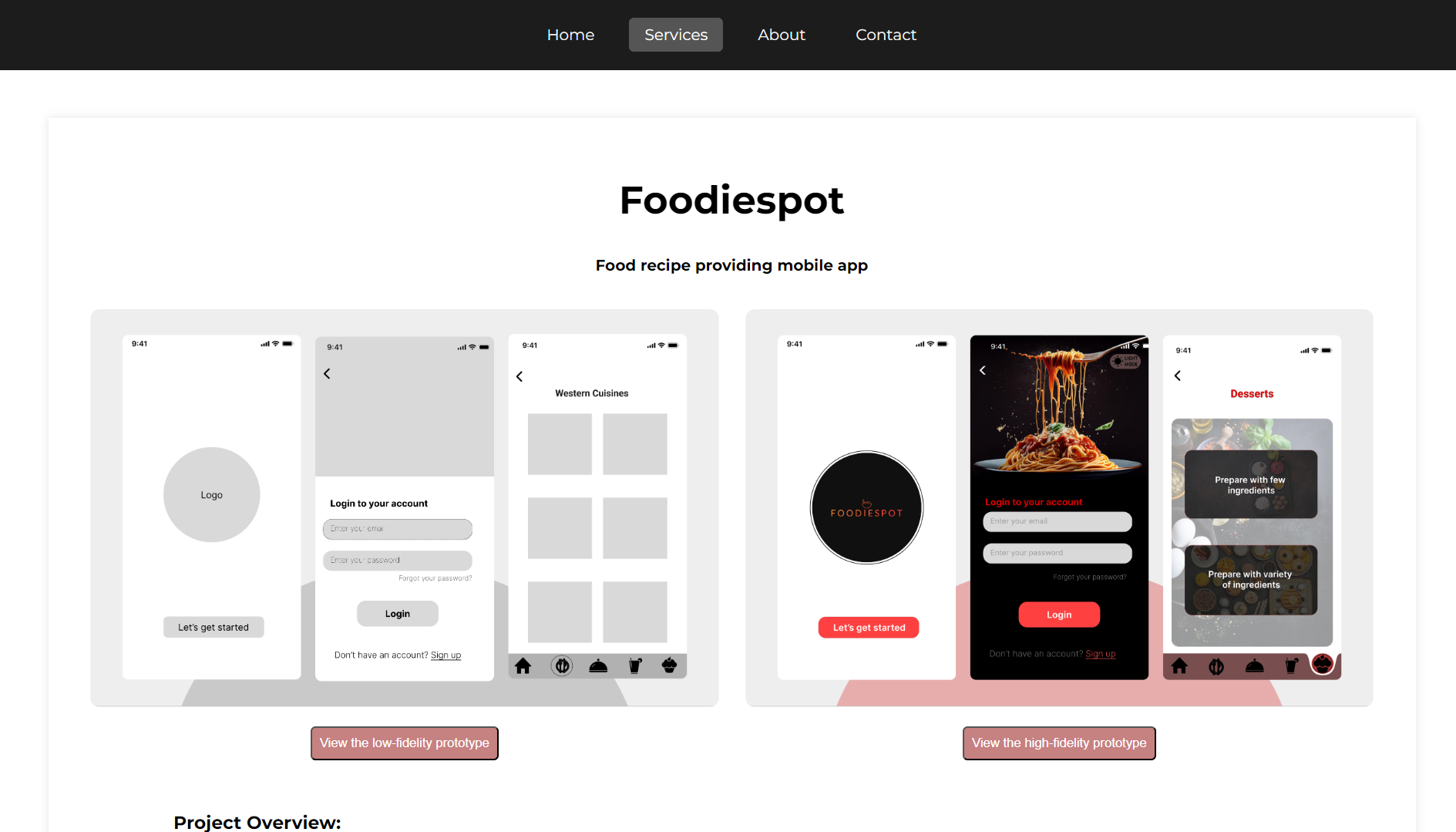 Contact section screenshot